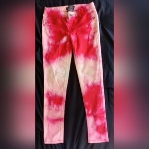 Girls Size 10 Pink & White Tye Dye Skinny Jeans